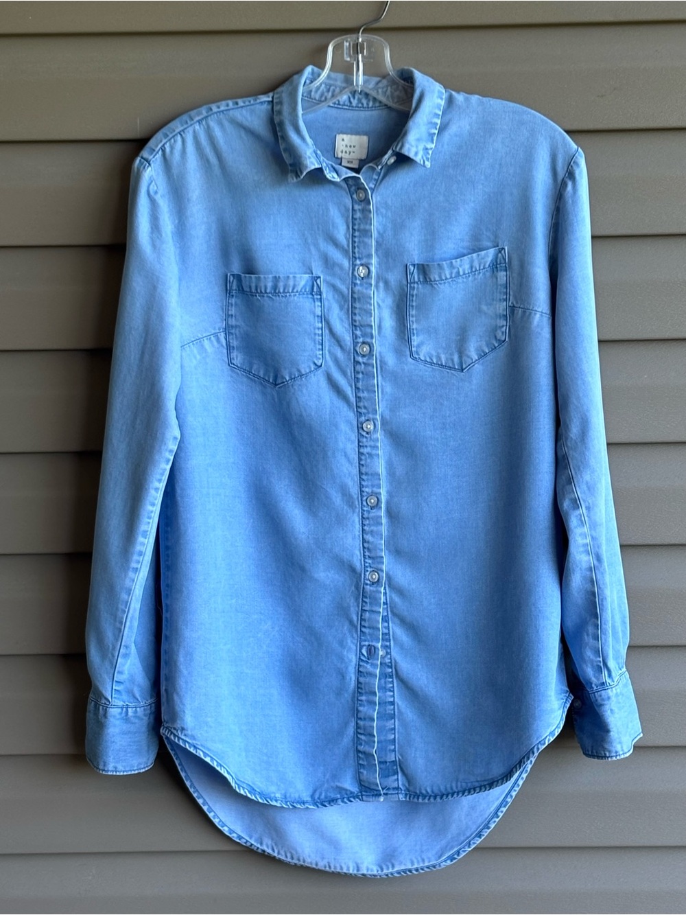 Light Blue Denim Button-Up Shirt - Casual Woman's Shirt